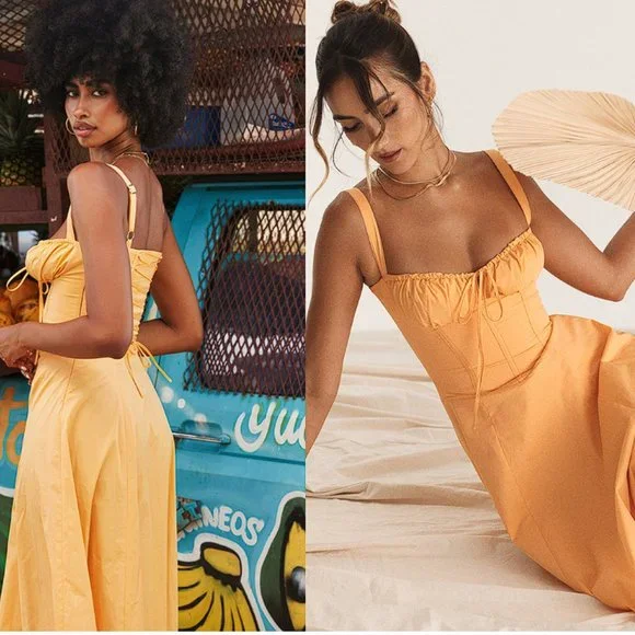 HOUSE OF CB 'Carmen' Tangerine Bustier Sundress NWOT - Picture 4 of 12